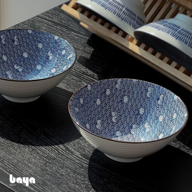 Combo 2 Tô canh sứ trắng họa tiết H8.5xD20 SAKURA